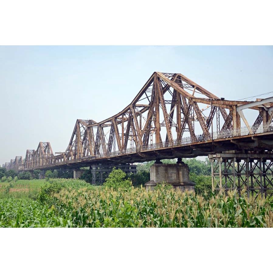 Tranh dán tường hà nội 3D LẮNG BÁC, CẦU LONG BIÊN Miễn Phí chèn tên riêng Quán, chèn chữ và logo theo yêu cầu