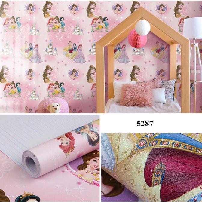 Decal giấy dán tường CÔNG CHÚA HỒNG khổ 45cm keo sẵn