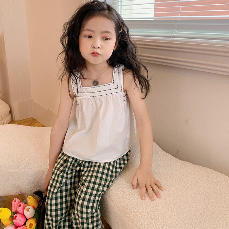 Set Áo Hai Dây Phối Quần Short Thời Trang Dễ Thương Cho Bé Gái