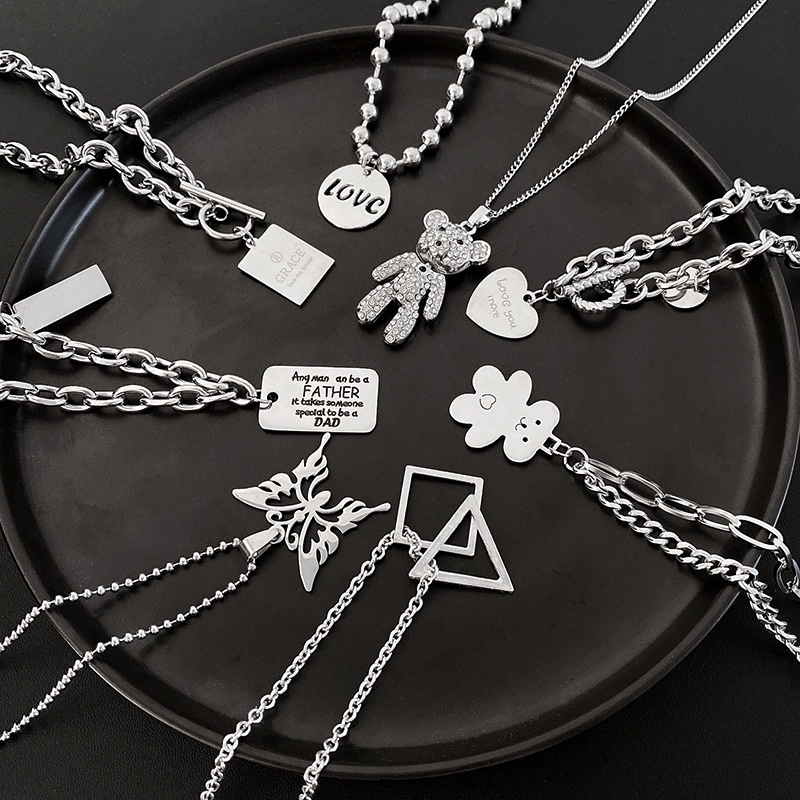 Vòng cổ Mặt Hình Bướm Bằng Kim Loại Phong Cách Hip hop Hàn Quốc Thời Trang