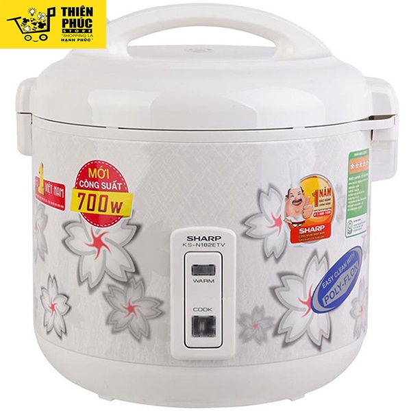 Thiên Phúc Store - Nồi Cơm Điện Sharp KS-N182ETV SW - 1.8 Lít - Hàng chính hãng