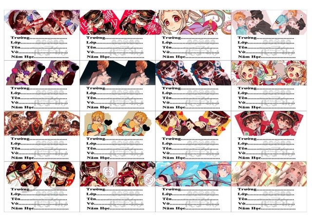 16 Nhãn vở jibaku shounen hanako-kun có đề can dán