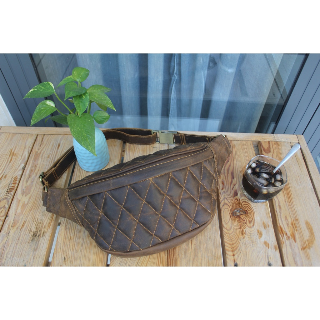 Túi đeo chéo Biker Da bò thật Thời trang cho Nam