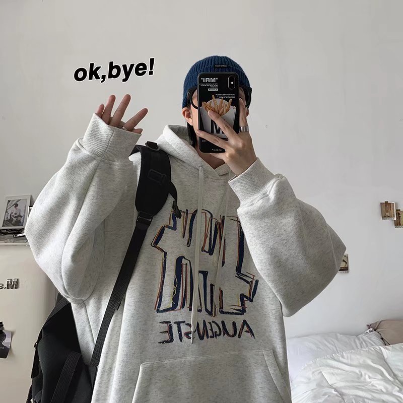 Áo Hoodie Thể Thao Tay Dài In Chữ Graffiti Phong Cách Hàn Quốc Thời Trang Mùa Đông Cho Nam Giới Size M-8XL