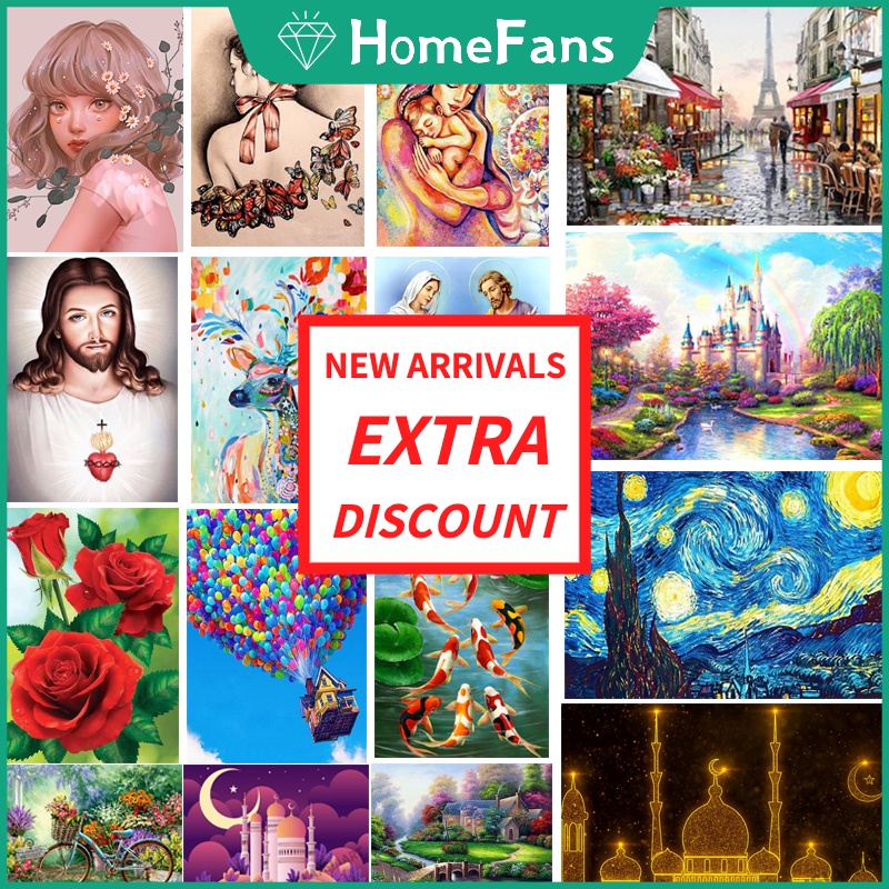 Bộ tranh đính đá 5D họa tiết độc đáo kích thước 30x40cm DIY