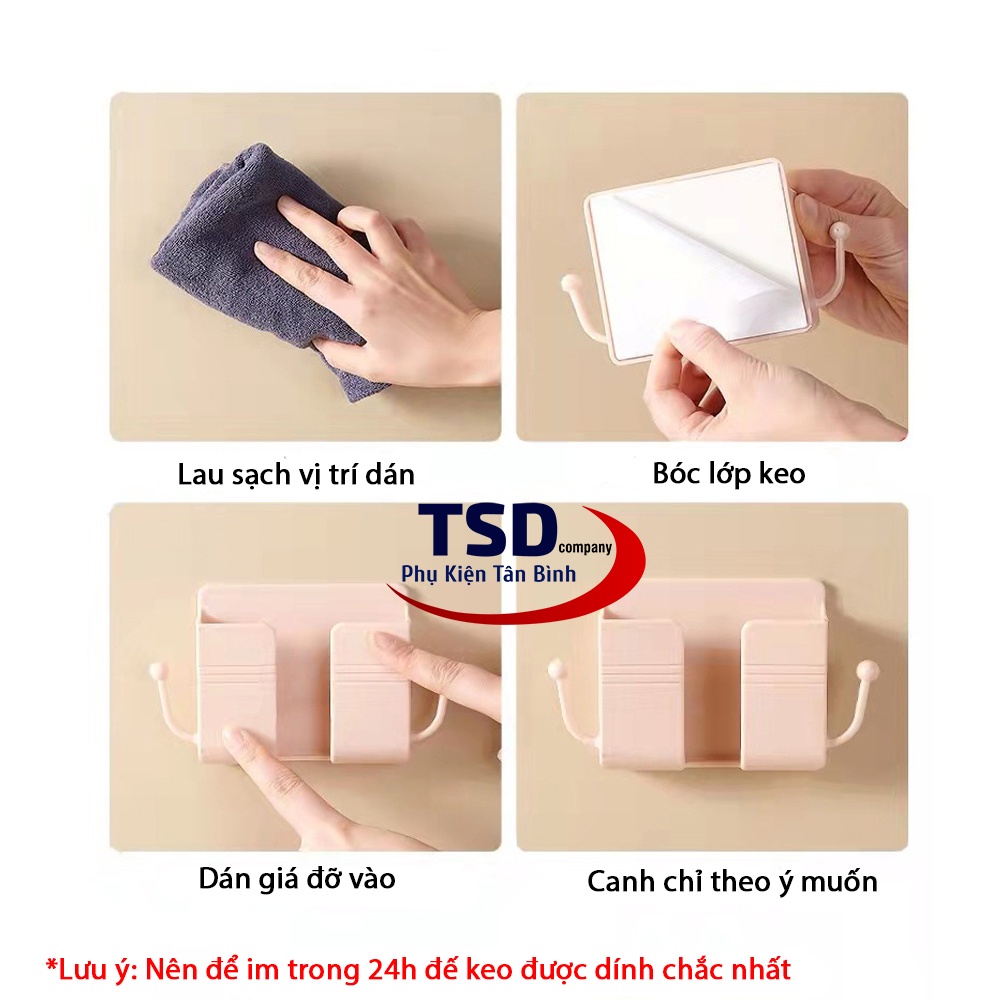 Giá Đỡ Điện Thoại Dán Tường Có Móc Treo Phụ Kiện