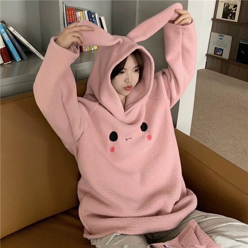 Áo lông thỏ hoodie kèm túi | BigBuy360 - bigbuy360.vn