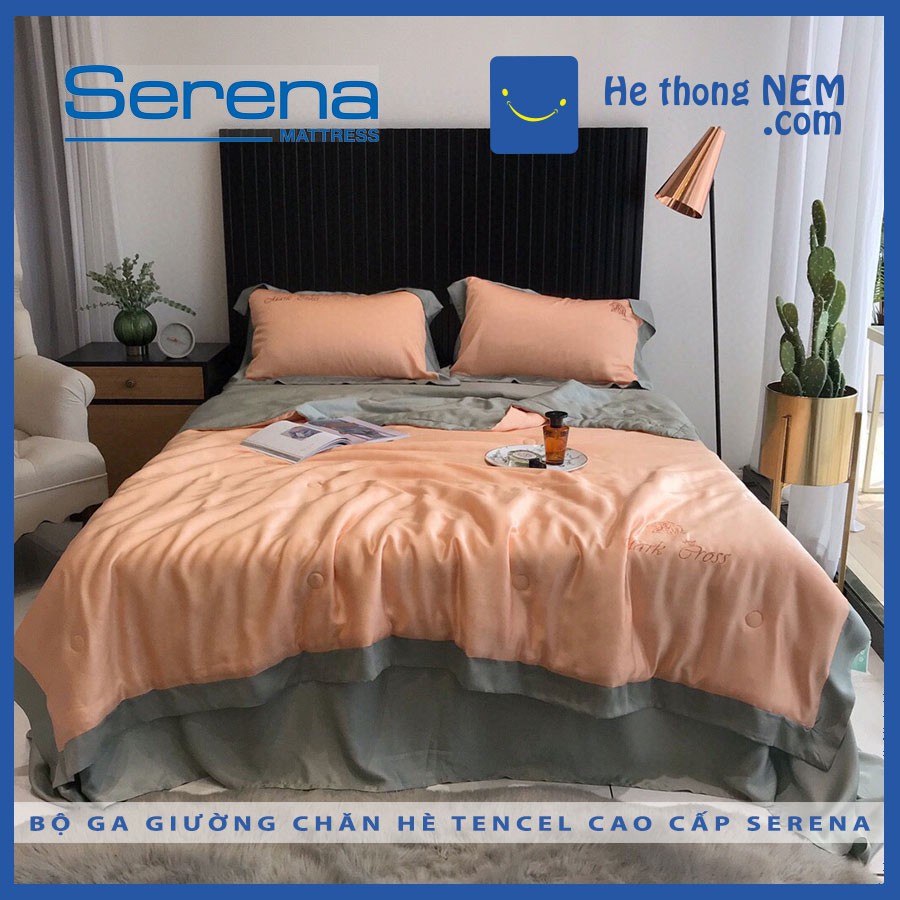 Chăn Hè Ga Trải Giường Drap Tencell SERENA Bộ 5 Món Set Vỏ Chăn Ga Gối Mền Tencel Mỏng – Hệ Thống Nệm