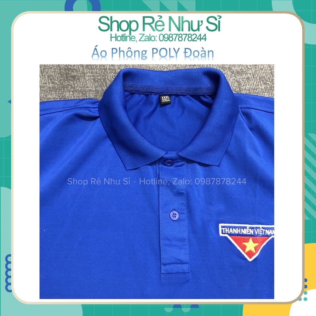 Áo phông đoàn chất liệu Poly, kiểu dáng polo, logo thêu