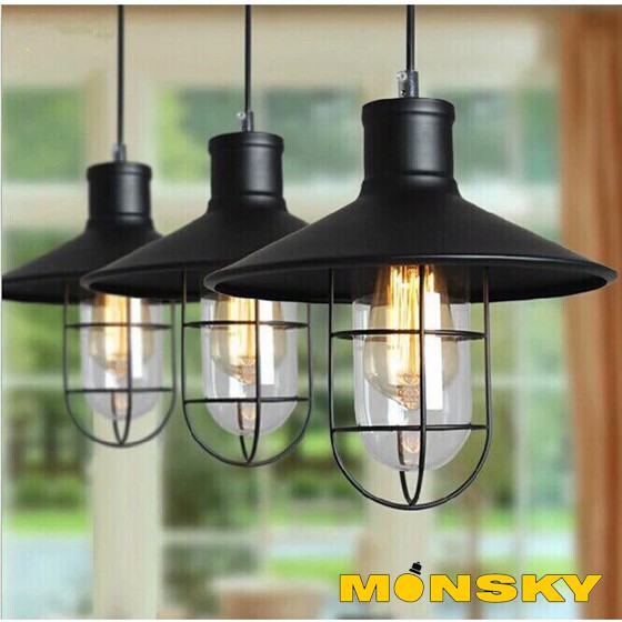 Đèn thả trang trí MONSKY cổ điển ống thủy tinh chống nổ bóng LED Edision