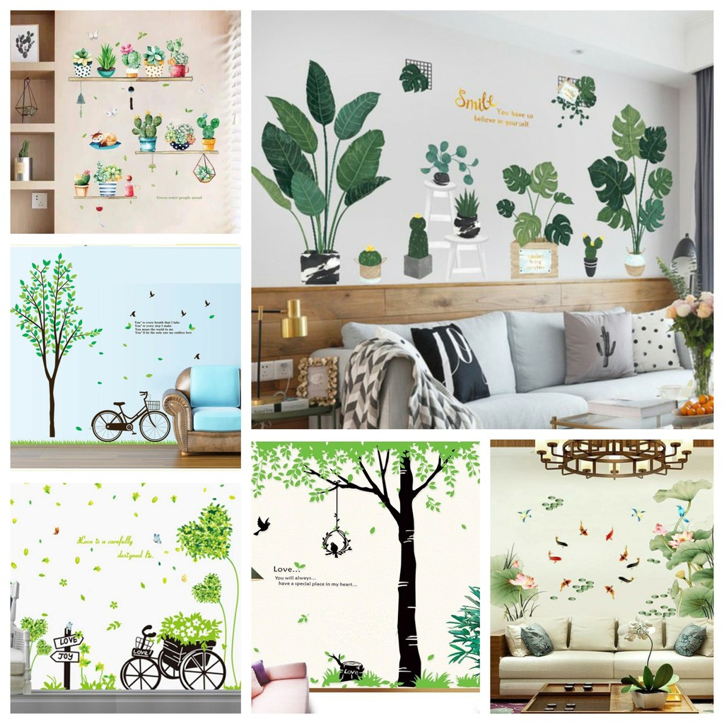 [TỔNG HỢP 20 MẪU] Decal dán tường phong cách decor hoa lá cành