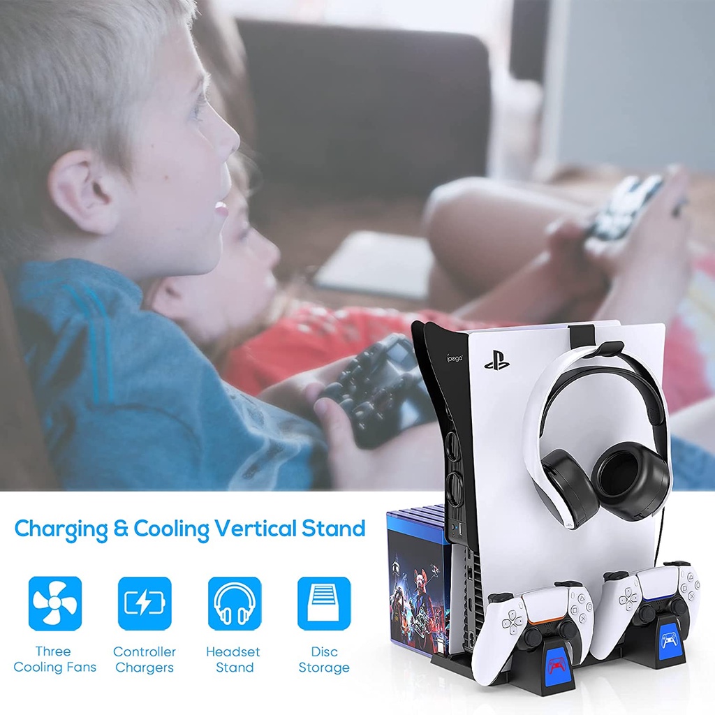 IPEGA Đế Sạc Đứng Đứng Kèm Quạt Tản Nhiệt Cho Tay Cầm Chơi Game Ps5 Ps5 Cho Playstation 5 Pg-P5009