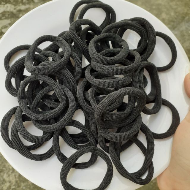 48 thun cột tóc đen trơn cở nhỏ