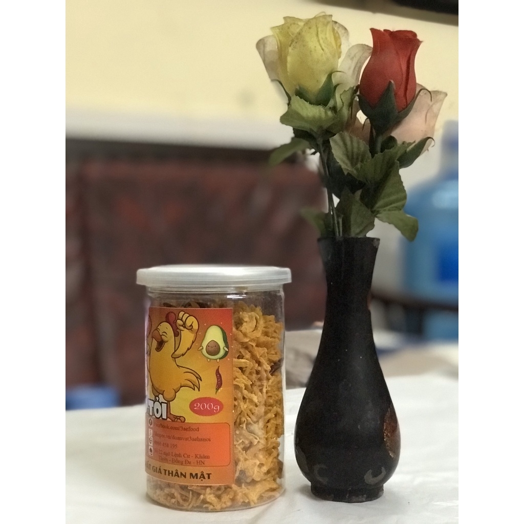 Khô gà xé sợi bơ tỏi loại hộp 200g shop 3AE đồ ăn vặt ngon bổ rẻ Hà Nội | BigBuy360 - bigbuy360.vn