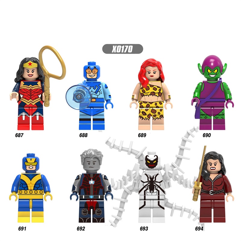 Mô Hình Đồ Chơi Lắp Ráp Siêu Anh Hùng Người Nhện Superman Wonder Woman Thor Làm Quà Tặng Cho Bé