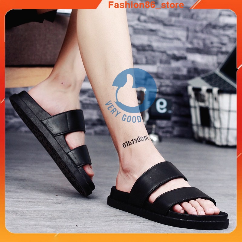 Dép lê nữ quai ngang ulzzang siêu hot, Sandal nam nữ 2 quai - DG2 - đen