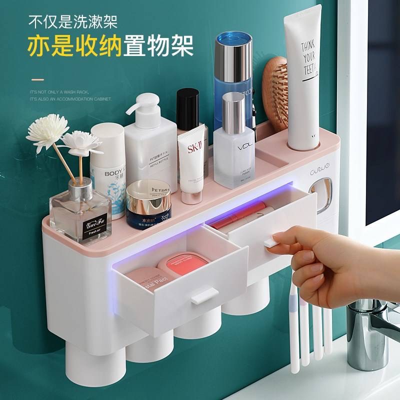 Giá đựng bàn chải đánh răng đa chức năng với cốc hút từ tính giá đựng bàn chải đánh răng Giá đựng bàn chải đánh răng gia đình
