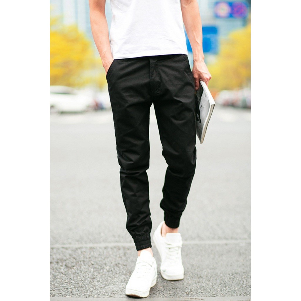 Quần Jogger Đen Dành Cho Nam Chất Kaki Thể Thao