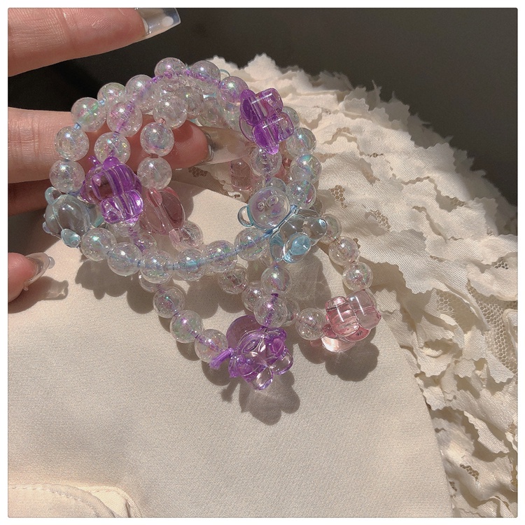 Vòng đeo tay trong suốt hình gấu hoạt hình dễ thương cho nữ