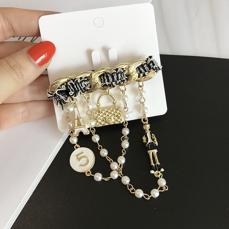 Ghim cài áo hình hoa hồng đính ngọc trai giả sang trọng cho nữ