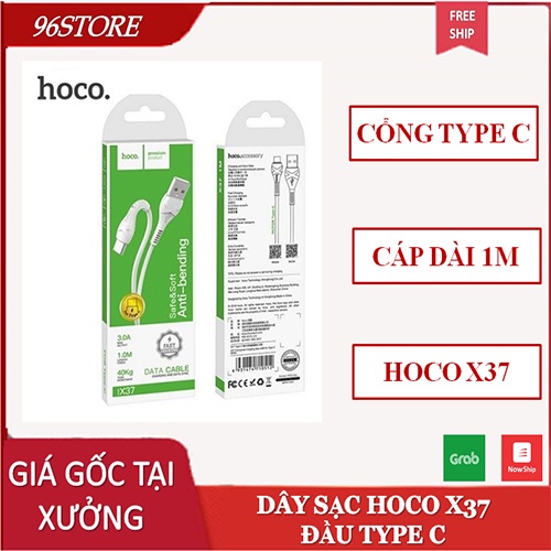 Cáp Sạc HOCO X37 Đầu TYPE C Siêu Bền Chống Đứt Dây Dài 1M
