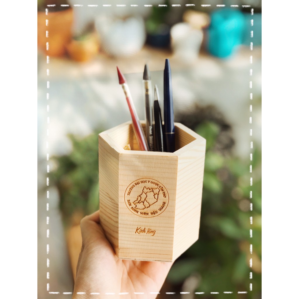 HỘP ĐỰNG BÚT VĂN PHÒNG BẰNG GỖ DIY GIFTS