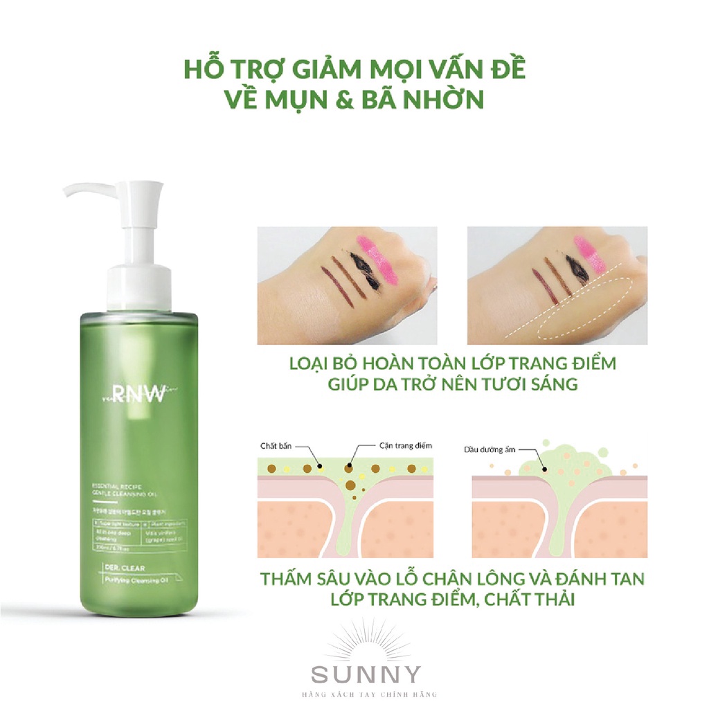 Dầu tẩy trang RNW Purifying Cleansing Oil 200ml chính hãng Hàn Quốc giúp làm giảm bã nhờn và mụn ẩn trên da