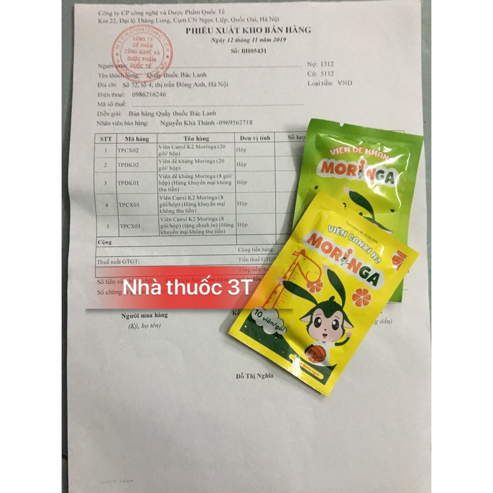 Viên Canxi k2 Moringa - Tối ưu canxi, baby cao lớn, viên nhai vị cam thơm ngon.