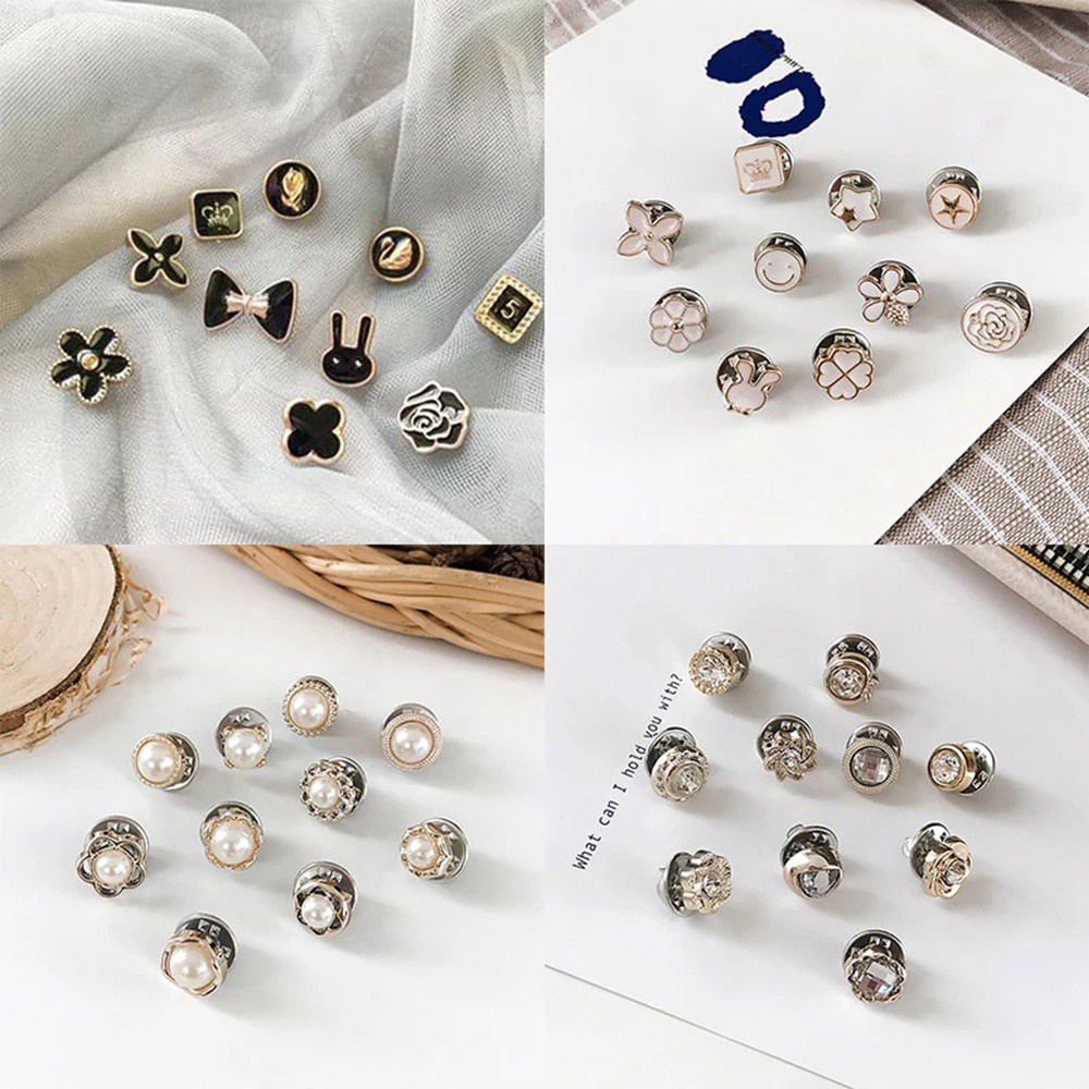 Set 10 khuy măng sét nhiều kiểu tùy chọn có thể điều chỉnh trang trí quần áo đa năng tiện dụng