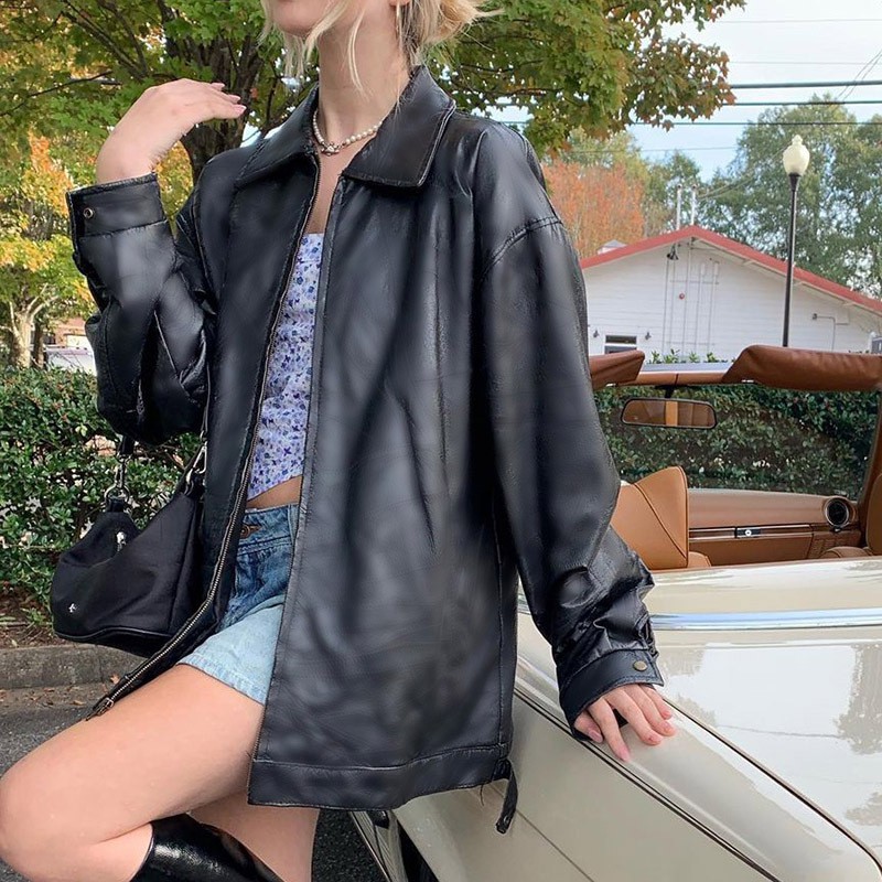 Áo khoác da nữ hàn quốc croptop cổ điển nữ hiện đại nữ mới đẹp năm 2021 2022 | BigBuy360 - bigbuy360.vn