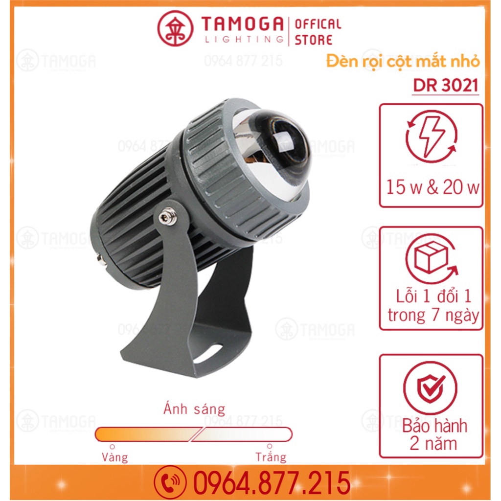 Đèn rọi tường rọi cột rọi cây ngoài trời DR 3021 - 10W thân đen as vàng