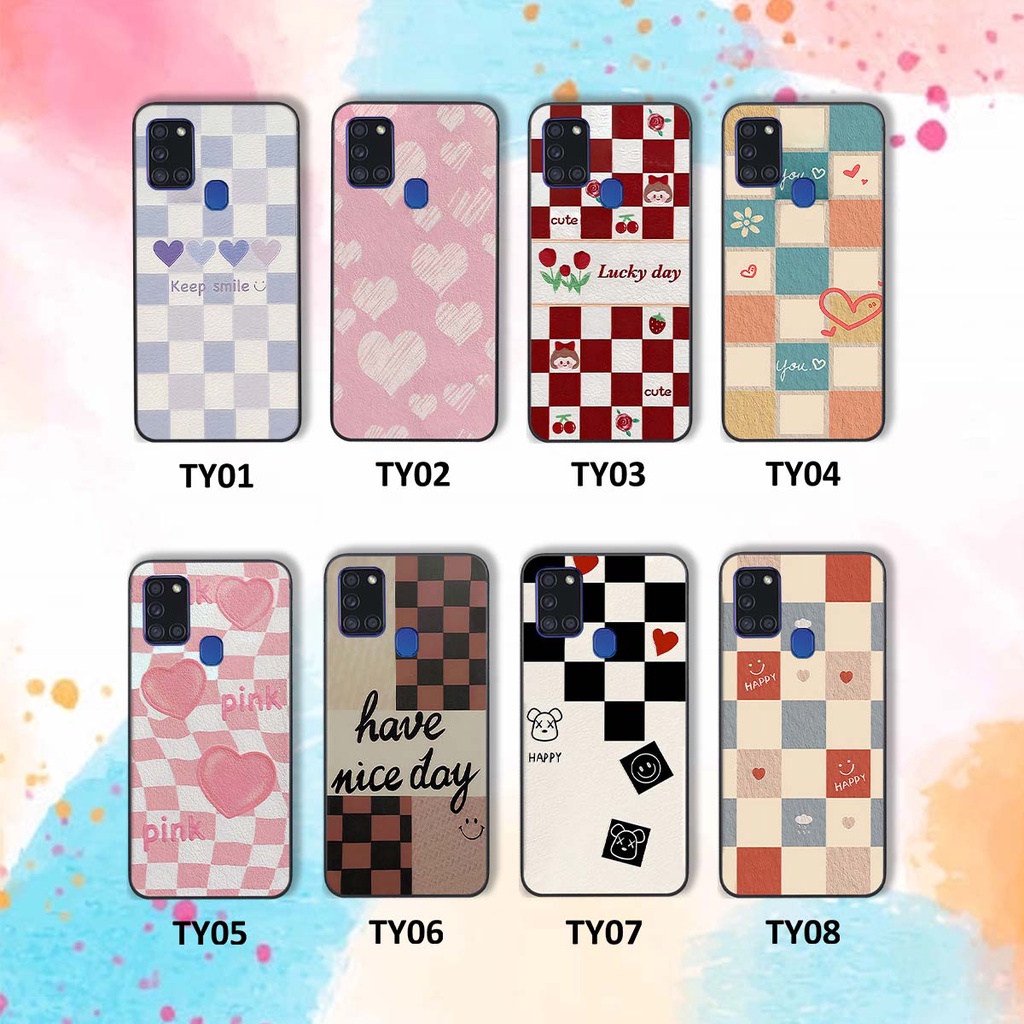 Ốp Samsung A21s caro trái tim cá tính, thời trang siêu đẹp, siêu phong cách