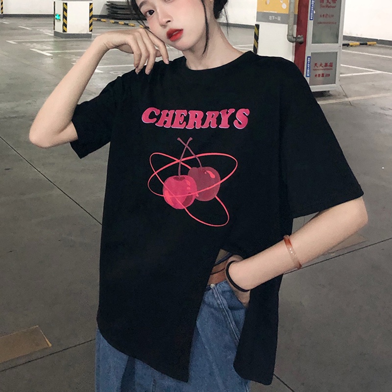 Áo thun  IELGY ngắn tay dáng rộng in chữ phong cách Hàn Quốc thời trang