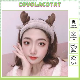 ⚠️ FREE SHIP⚠️ Băng đô rửa mặt sừng huơu , băng đô tuần lộc vải nhung cao cấp