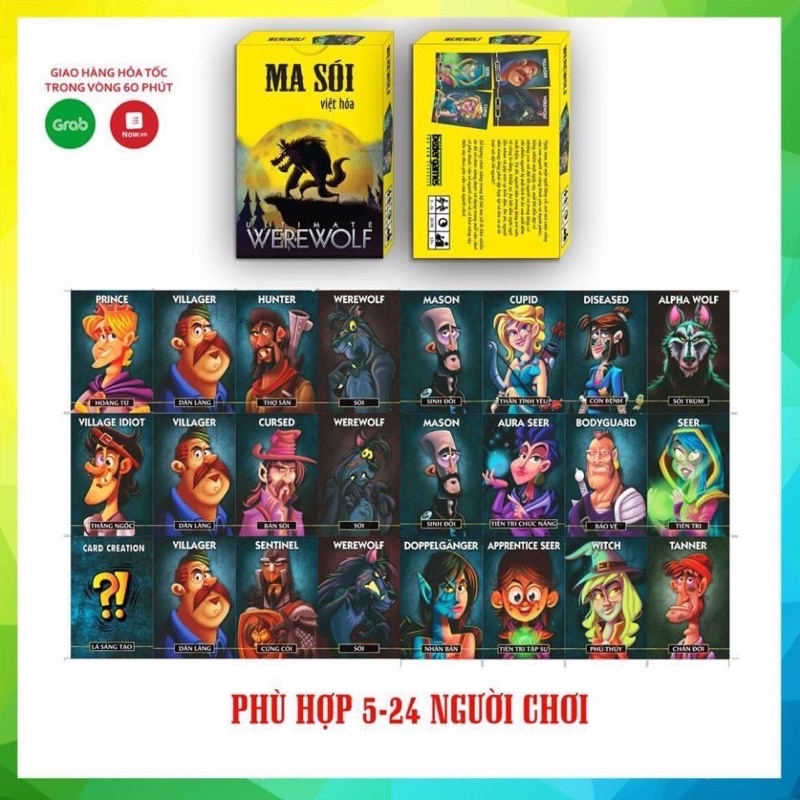 Bộ Bài Ma Sói  Việt Hoá, hàng chất lượng cap - Phụ kiện Hau