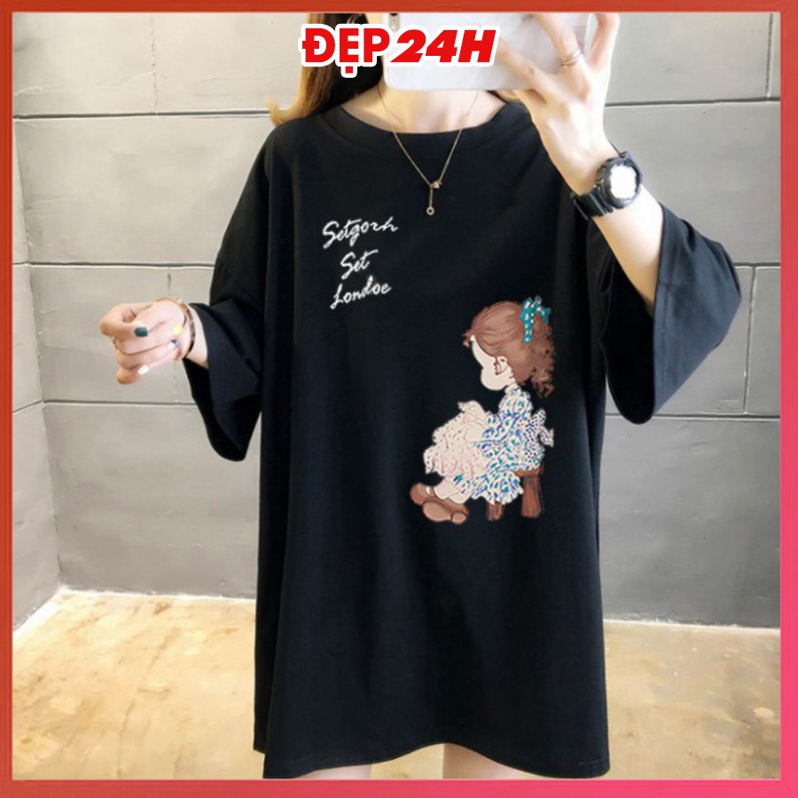 Áo thun unisex tay lỡ, áo phông form rộng in hình Công Chúa Tuyết, chữ Setgorh Set londoe