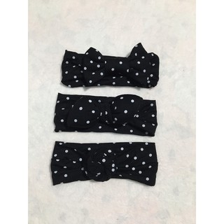 băng đô cho bé: nền đen chấm bi trắng