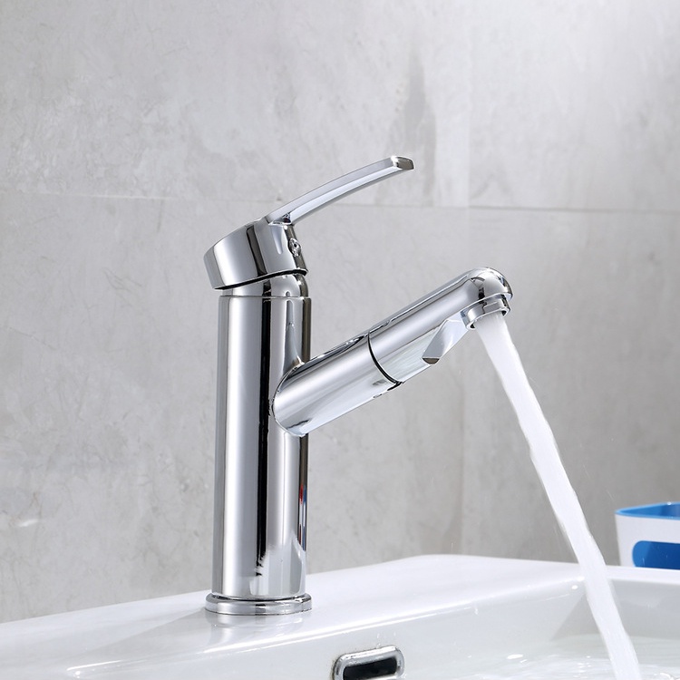 Vòi bồn rửa mặt, vòi Lavabo nóng lạnh dây rút bằng inox cao cấp cao 20 cm cắm chậu bảo hành 12 tháng