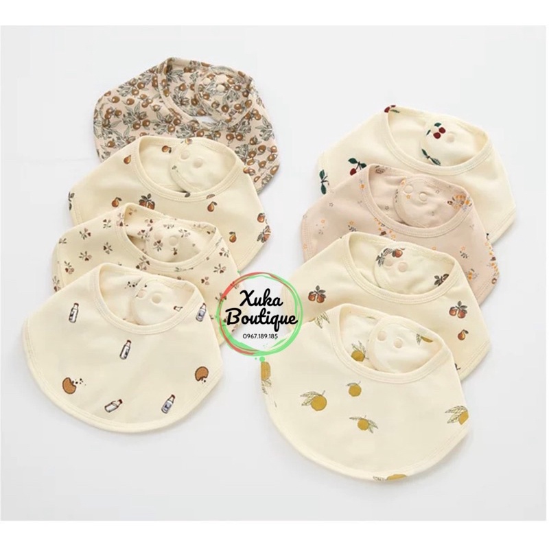 Yếm Tròn Cotton 2 Lớp Cao Cấp Style Hàn Quốc Cho Bé, Yếm Sơ Sinh, Yếm Tròn Bé Trai Bé Gái, Khăn Quàng Cổ Cho Bé