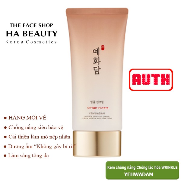 [AUTH] Kem Chống Nắng Ngăn Ngừa Lão Hóa YEHWADAM WRINKLE CARE SUN CREAM SPF50+ PA++++ 50ml The Face Shop