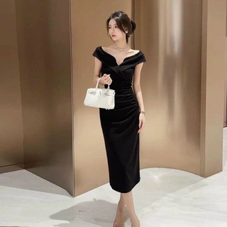 Đầm body nhún eo trễ vai