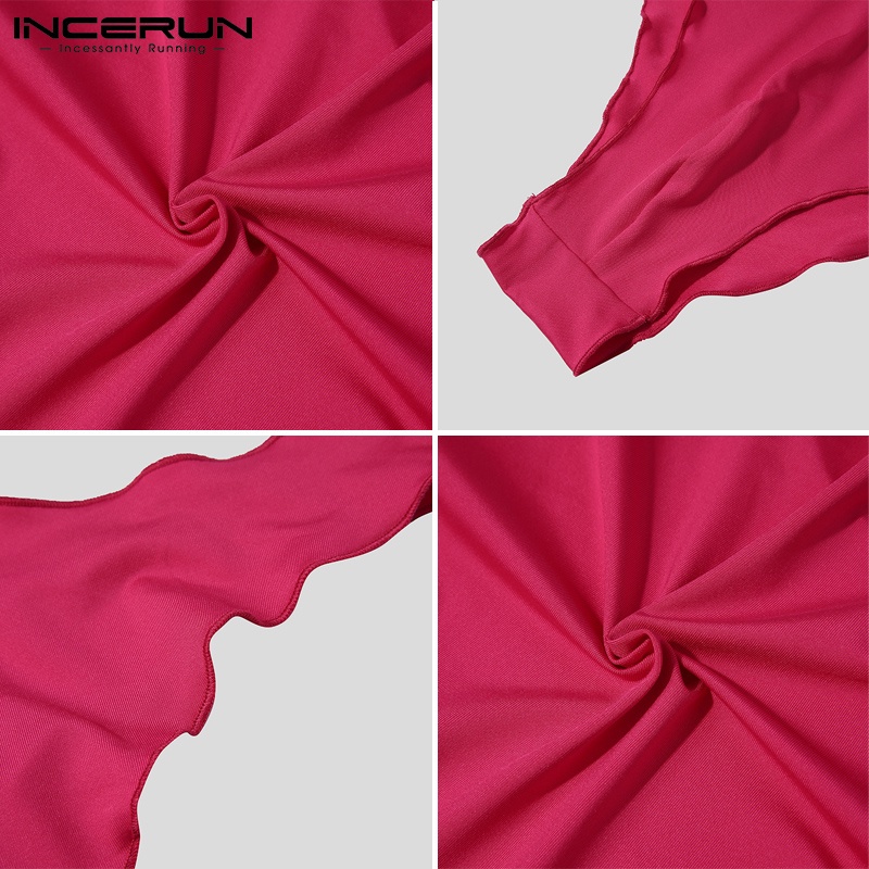 Jumpsuit INCERUN kiểu sát nách cổ tròn khoét lỗ gợi cảm cho nam