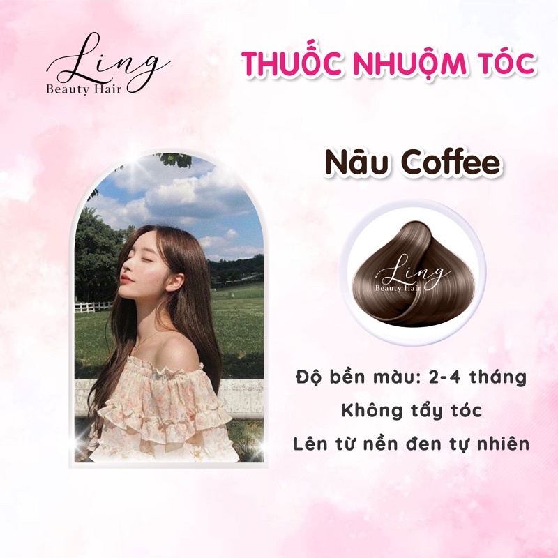 Thuốc nhuộm tóc màu NÂU COFFEE, không tẩy tóc lên từ nền đen tự nhiên