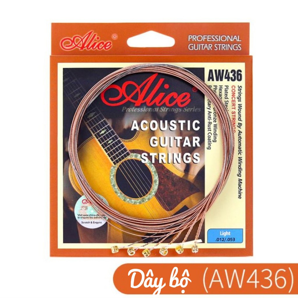 Dây đàn Guitar Acoustic [ TẶNG PICK FENDER ] Alice AW436 Chính Hãng