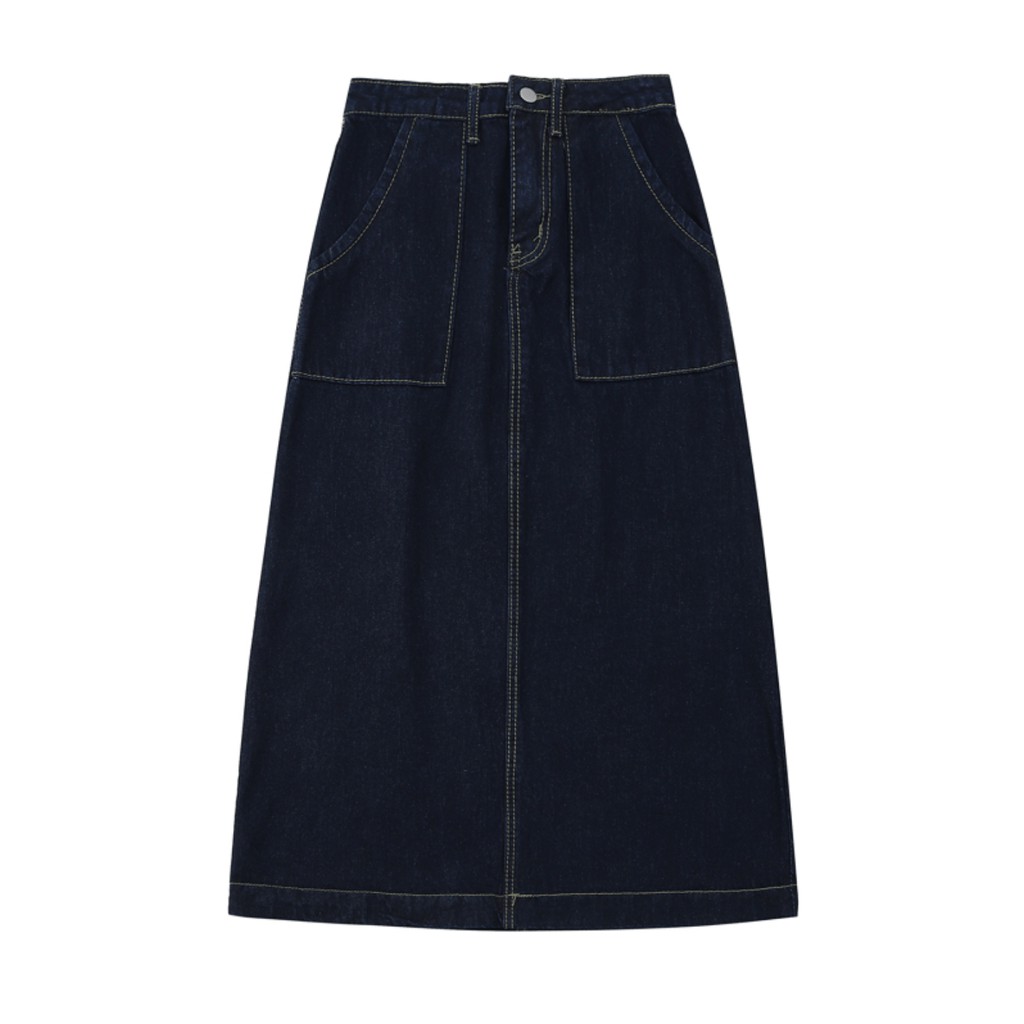 | CHÂN VÁY JEANS DÀI CHỈ NỔI TÚI VUÔNG ULZZANG | BigBuy360 - bigbuy360.vn