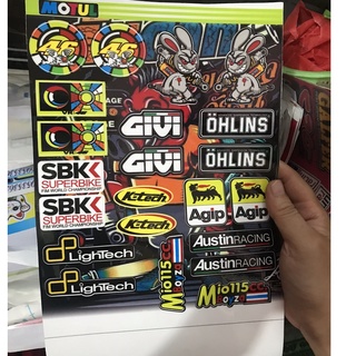 Combo miếng dán decal logo givi - chú thỏ cầm phuộc