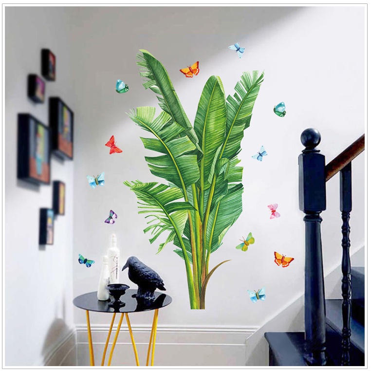 TRANH DECAL DÁN TƯỜNG DECOR PHÒNG NGỦ,PHÒNG KHÁCH SPA CÂY HOA CHUỐI -TRANH DÁN TƯỜNG TRANG TRÍ 3D HÀN QUỐC