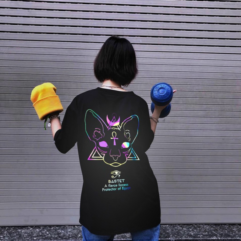 Áo thun phản quang nam nu tay lỡ unisex form rộng phong cách ulzzang Pi fashion