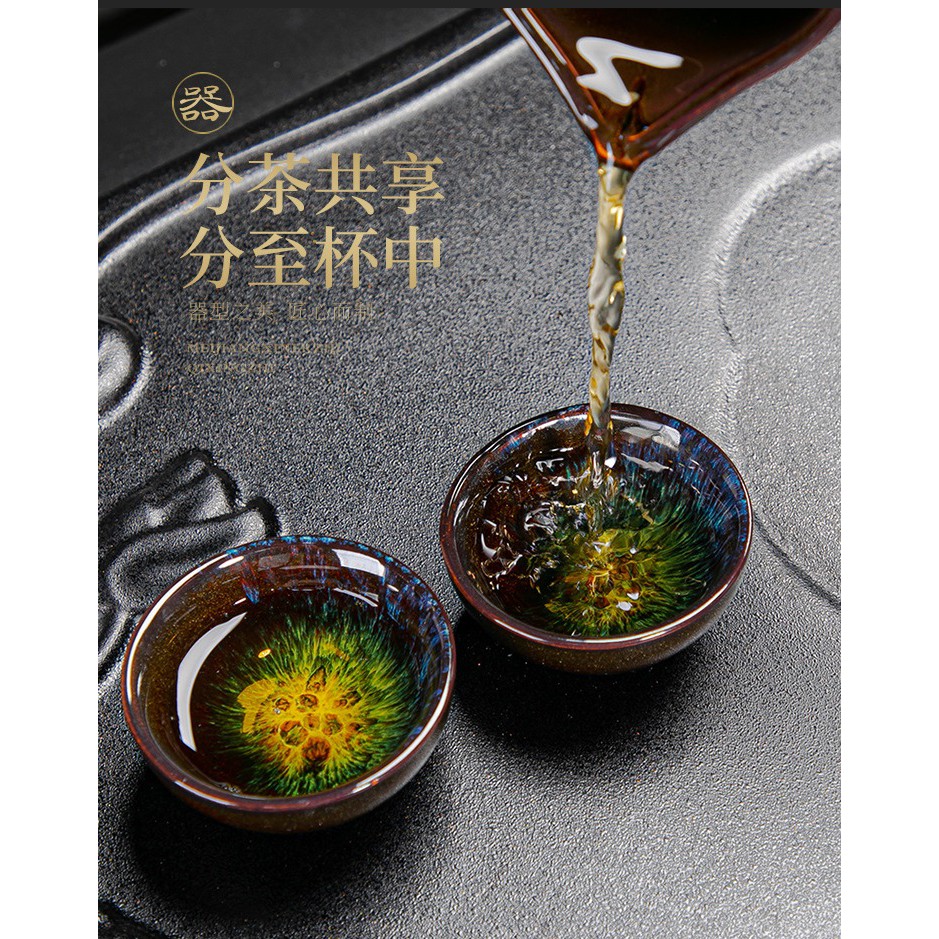 Bộ ấm chén pha trà đạo men thiên mục Lông thỏ