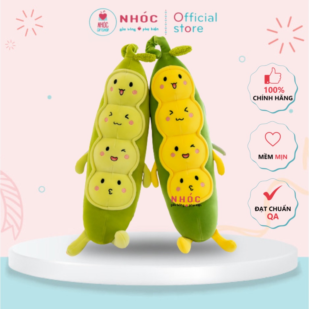 Thú Bông Hạt Đậu Cảm Xúc Lông Mịn (Vàng - Xanh Lá) Size Vừa - NHÓC